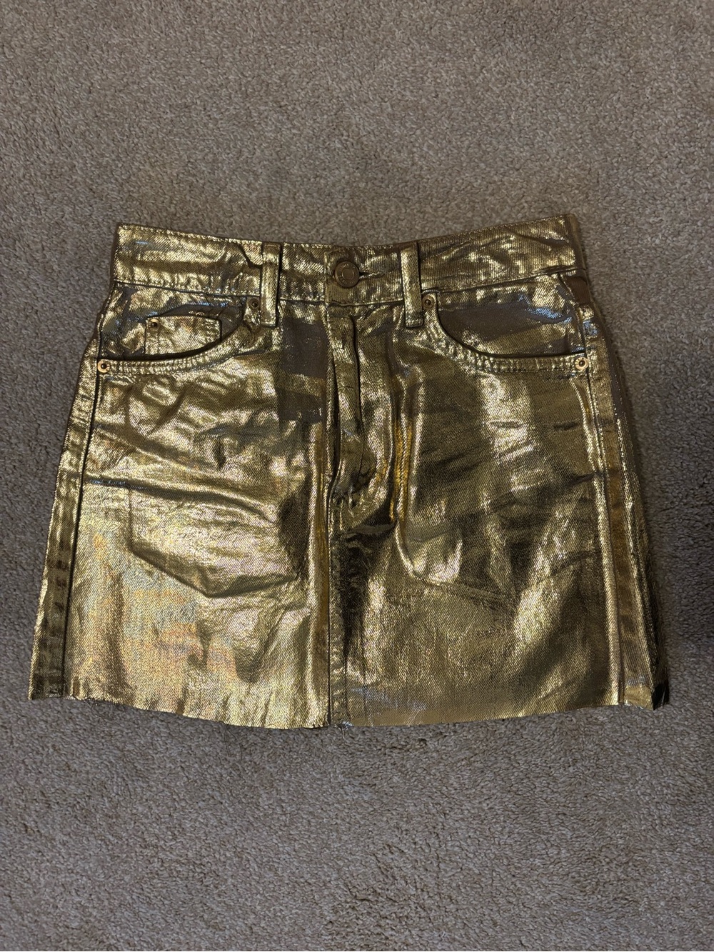 stradivarius Metallic Gold Mini Skort